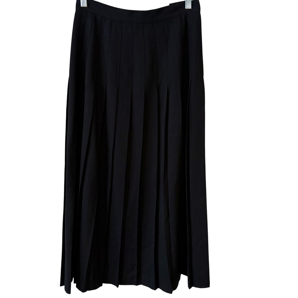 Austin Reed Vintage Black Classic Wool Pleated Midi Skirt in Size 8